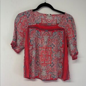 Lucky Brand Red and Blue Paisley Blouse